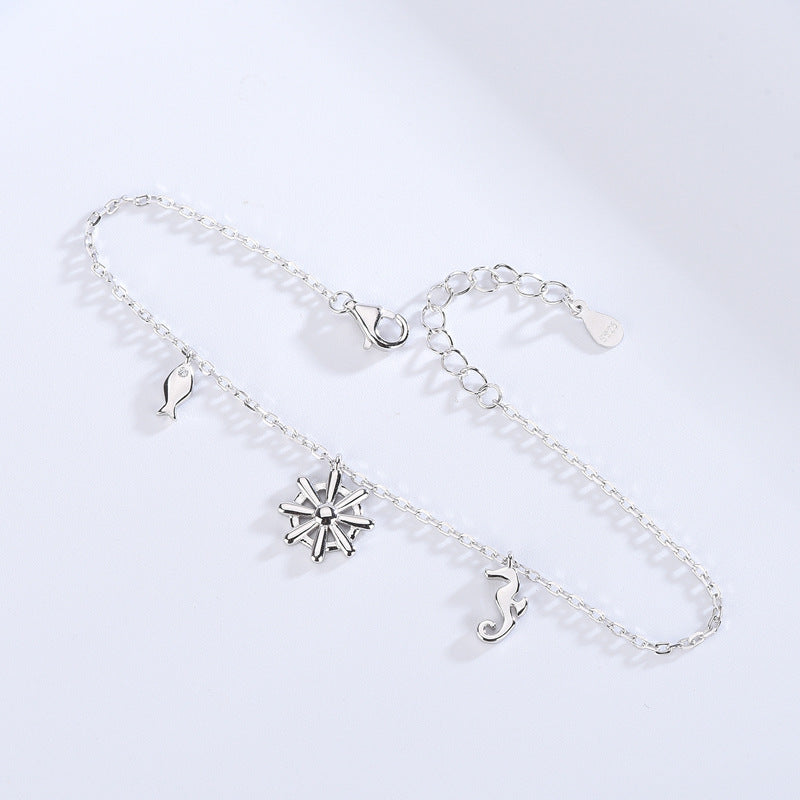 Women's Rudder Sier Korean Fashion Beauty Boat Anchor Bracelets