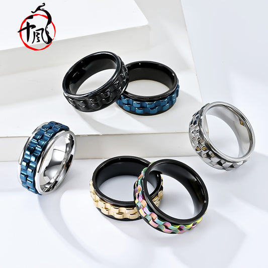 Anxiety Relief Special Interest Light Luxury Design Titanium Steel Rings