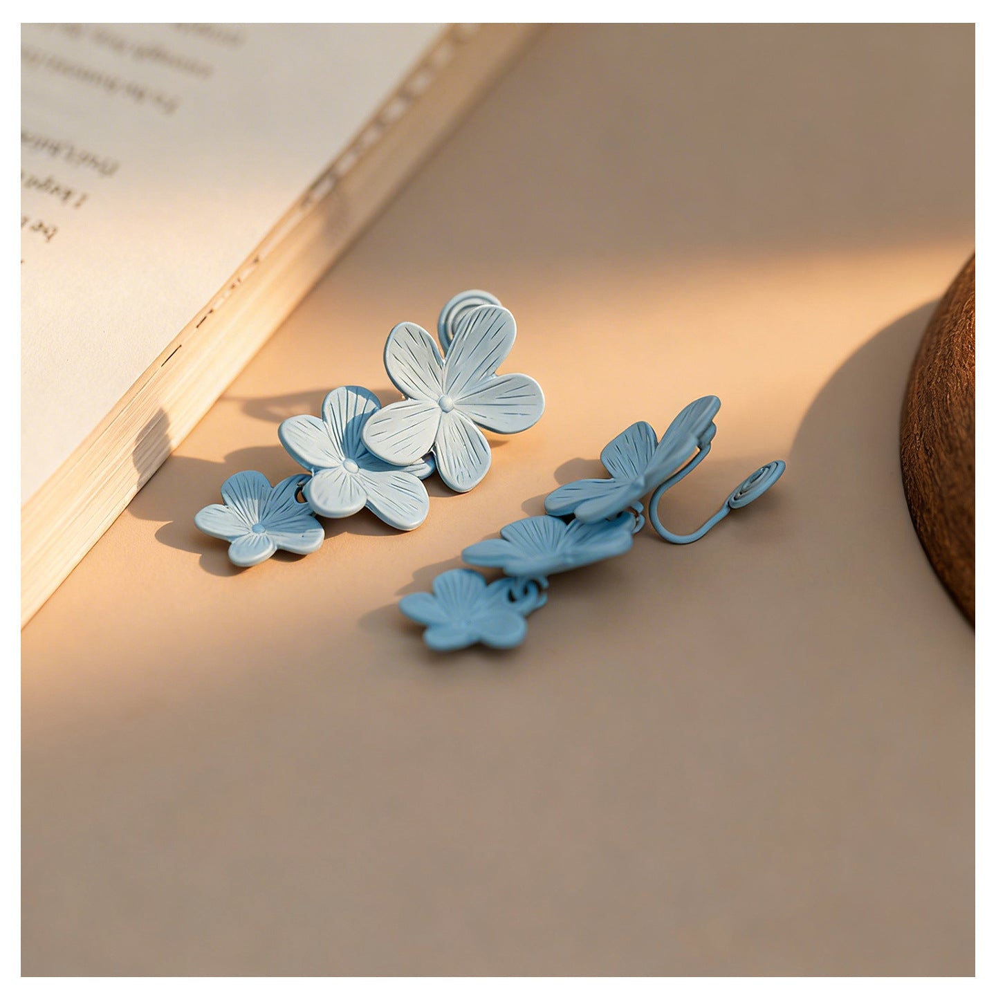 Coil Korean Style Mori Light Blue Small Pattern Eardrops Fresh Earrings