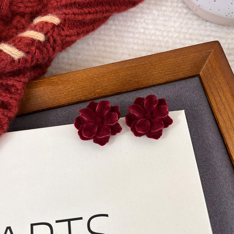 Boucles d'oreilles à pampilles et nœud papillon en forme de fleur, style tempérament floqué