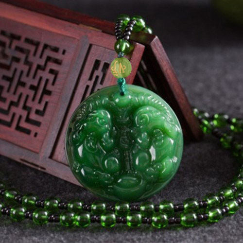 Green Jade Goddess Buddha Hand Maitreya Sweater Chain Safety Buckle Necklaces