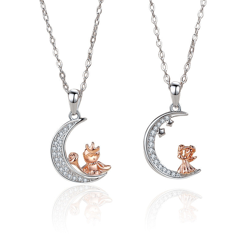 Moon Downwind Front Couple Fresh Full Diamond Necklaces