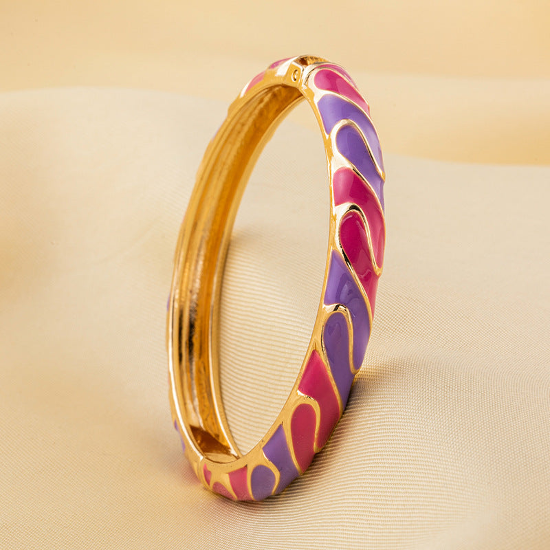 Chinese Enamel Gilding Colorful Dripping National Style Bracelet