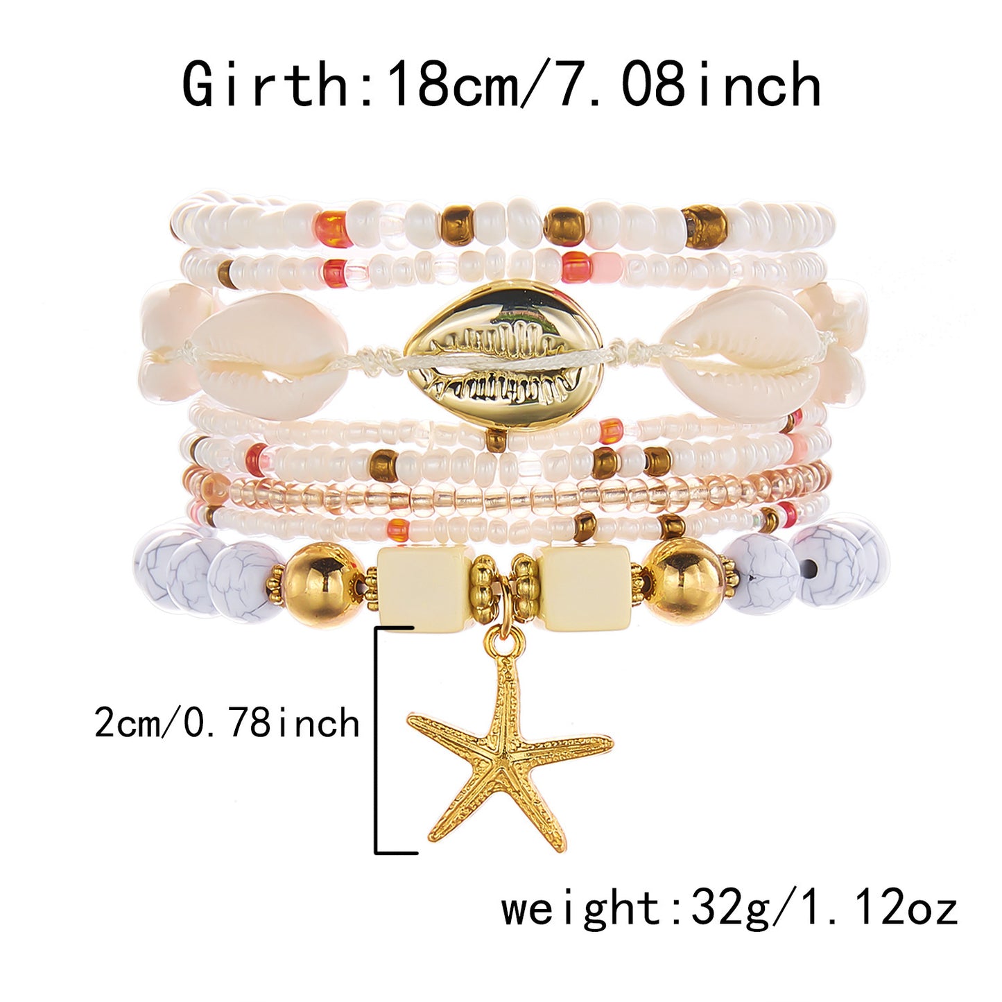 Bohemian Vacation Style Twin Bead Shell Creative Design Bracelets