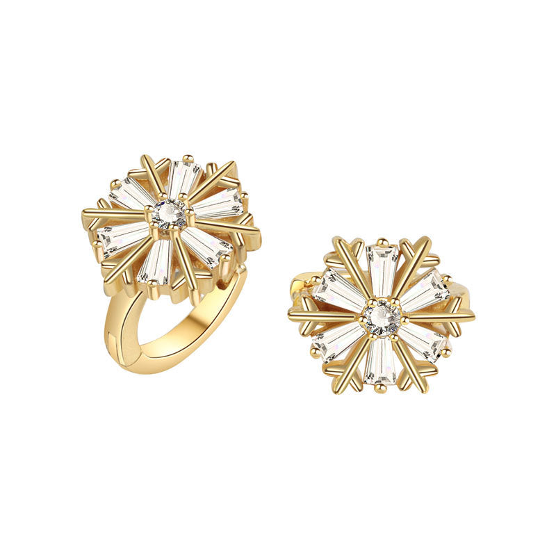 Women's Luxury Snowflake Zircon For Temperament Trend Sunflower Ear Earrings