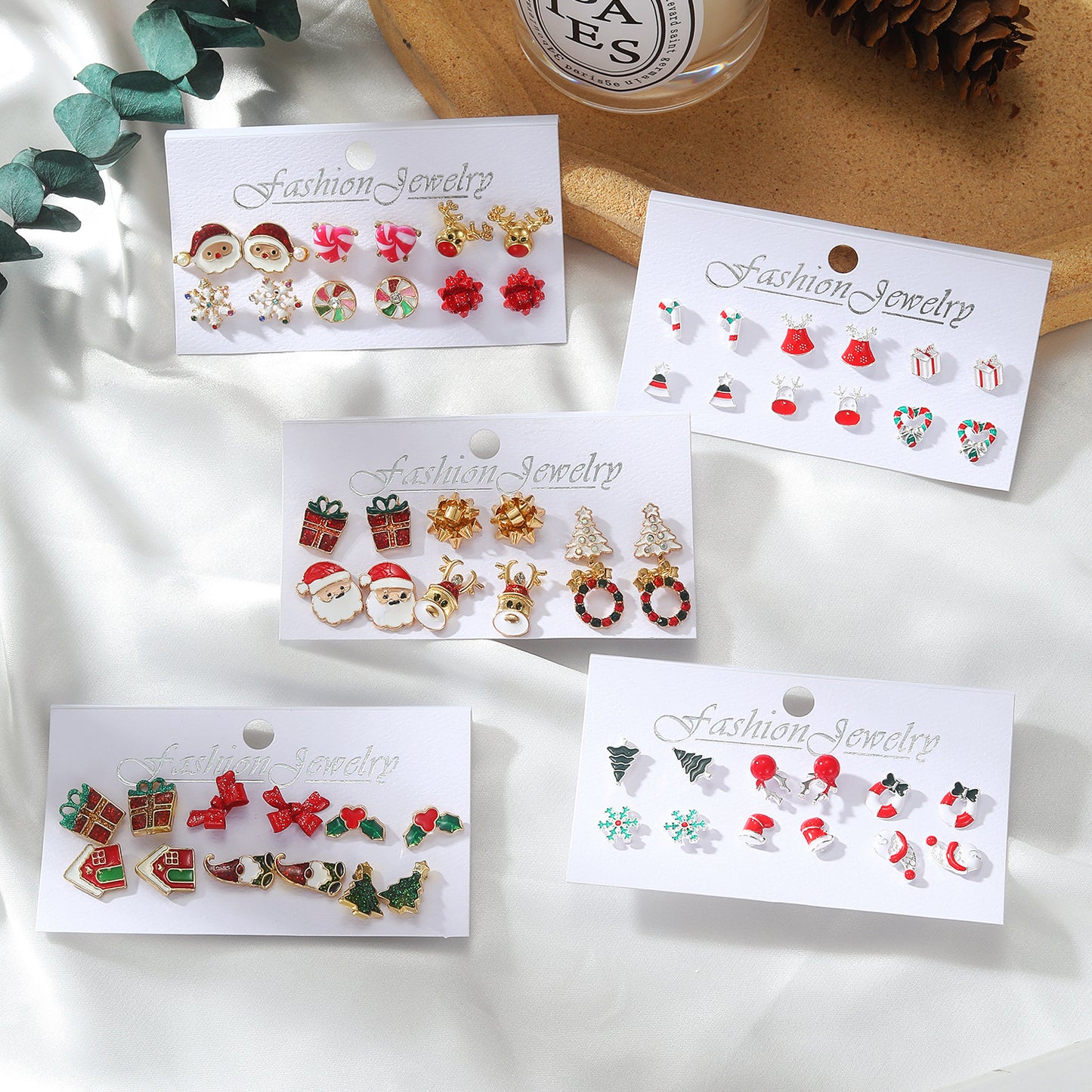 Snowflake Bell Combination Suit Cartoon Drip Crutch Earrings