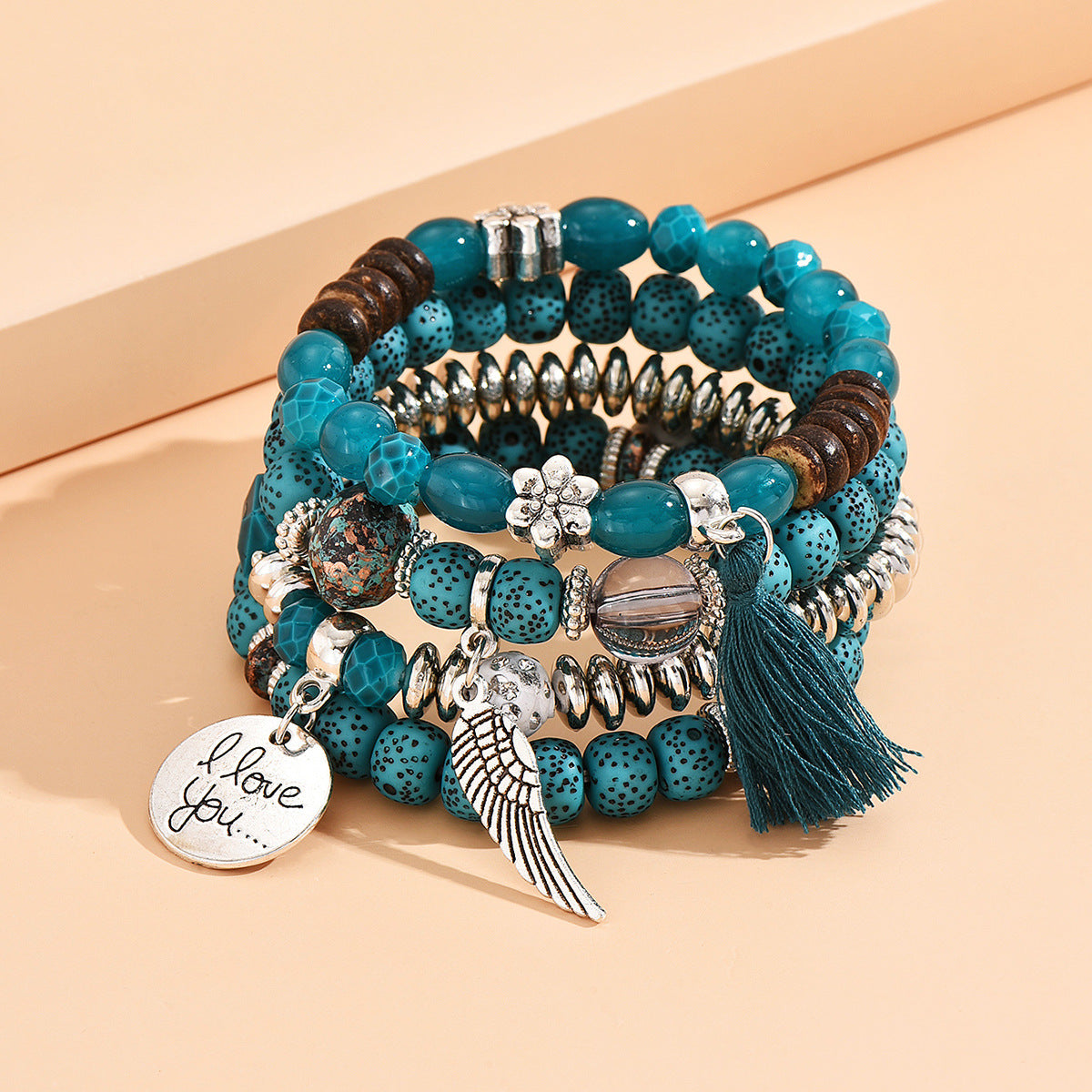 Ethnic Style Contrast Color Beaded Tassel Wings Bracelets