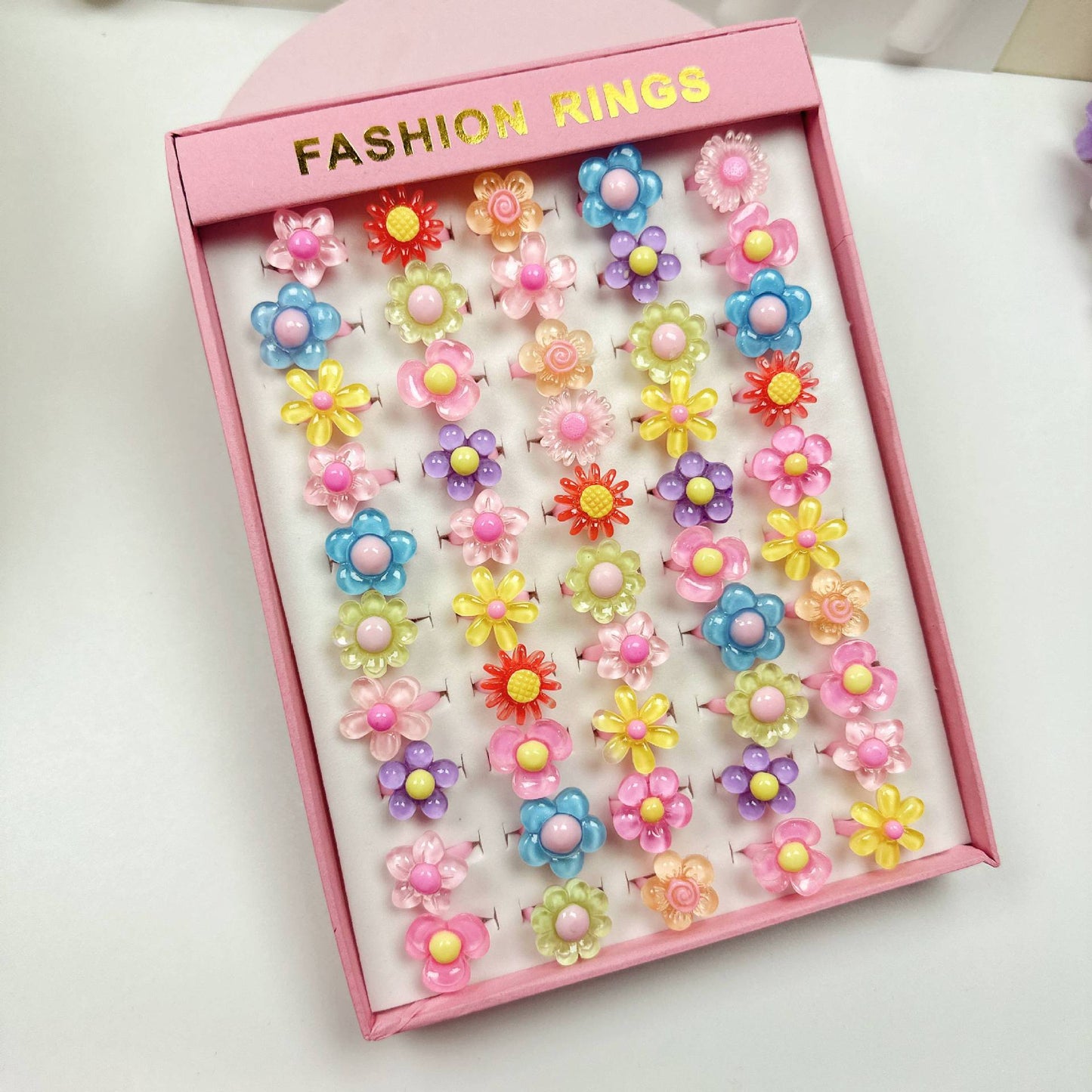Children's Boxed Open Frosted Plastic Birthday Gift Ring