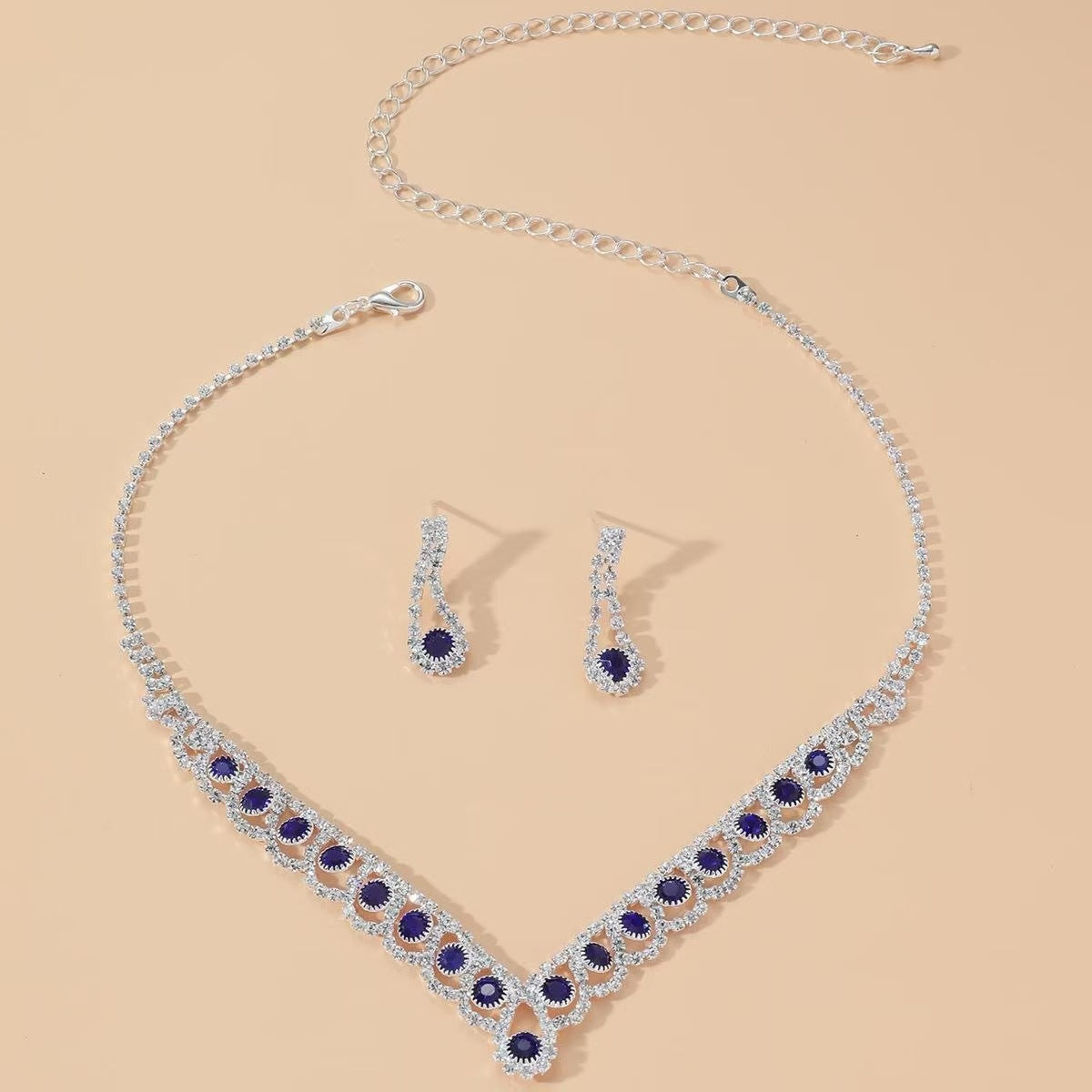 Emerald Claw Chain Rhinestone Simple Two-piece Design Bridal Necklaces