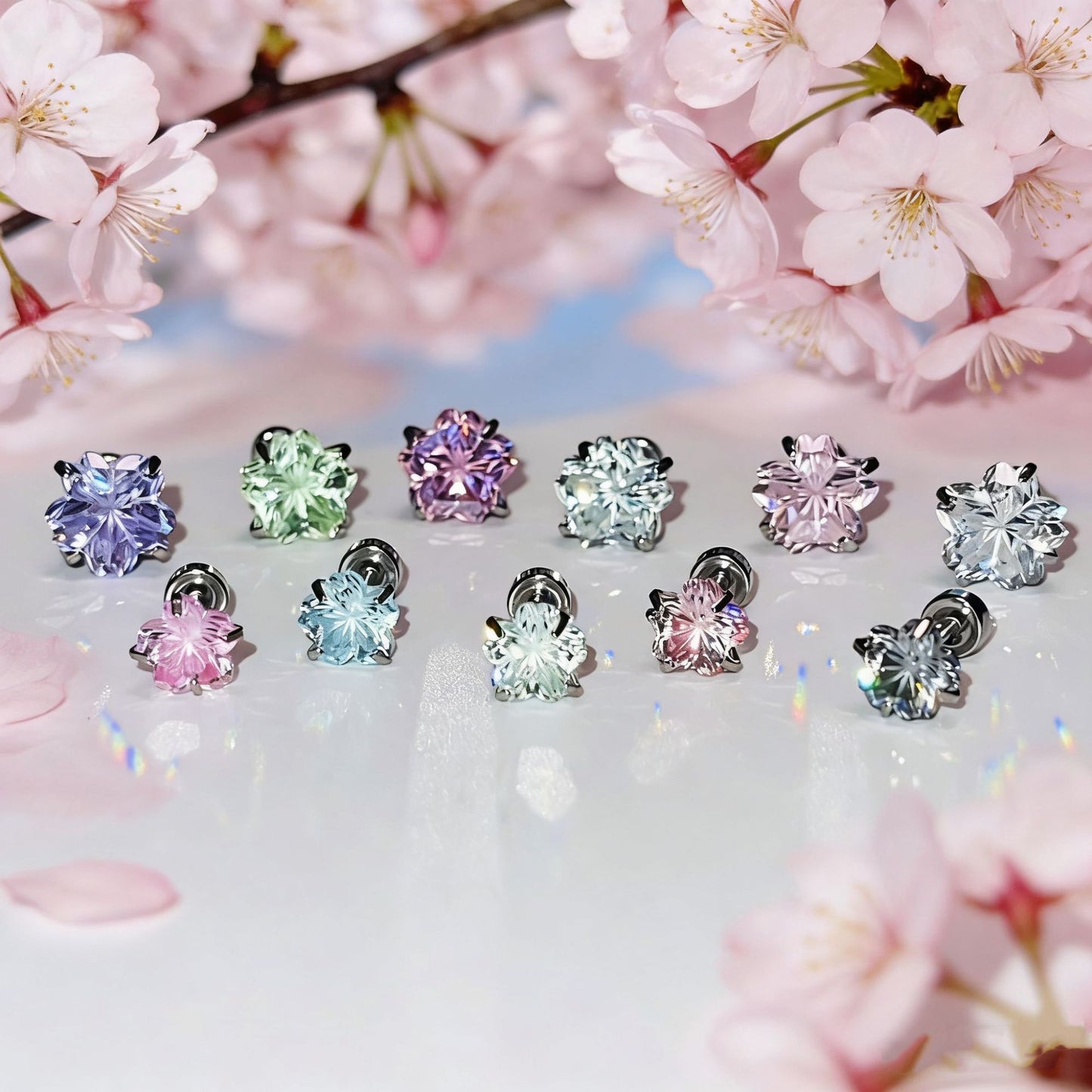 Cutting Flash Zircon Ear Bone Outer Spiral Titanium Steel Diamond Rings