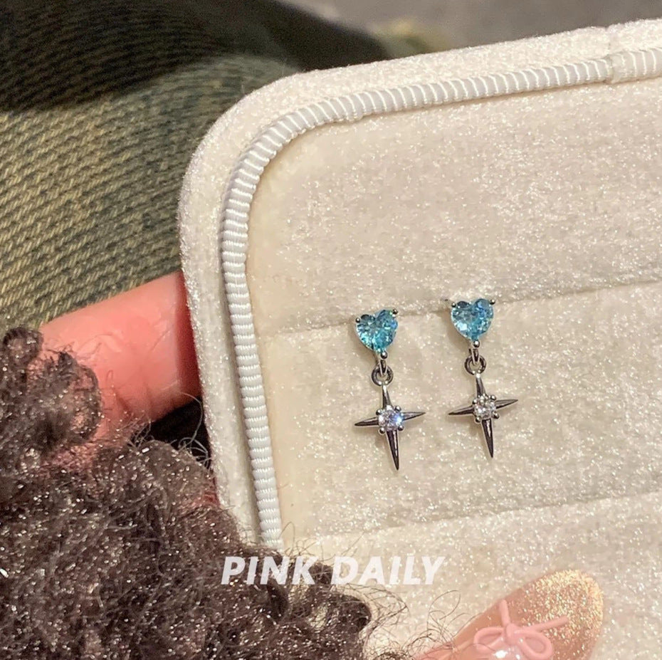 Women's Cross Ear Bone Minority Stars Eardrops Straight Needle Stud Earrings
