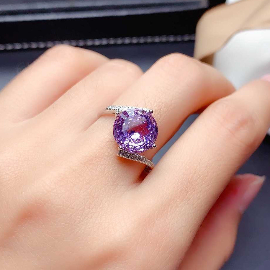 Bird's Nest Cut Fireworks Live Simulation Amethyst Temperament Rings