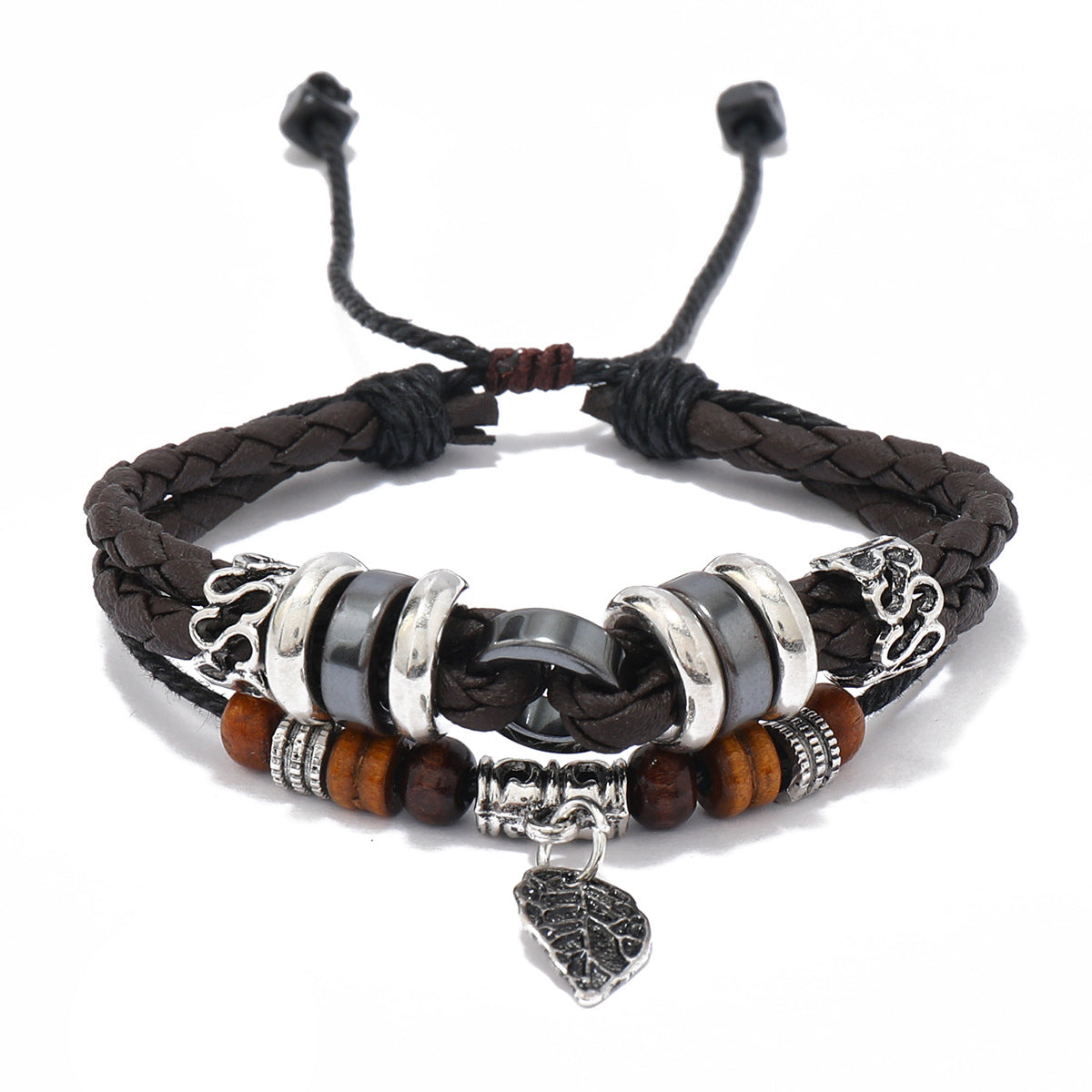 Men's Chic And Unique Beaded Woven Leaf Bracelets