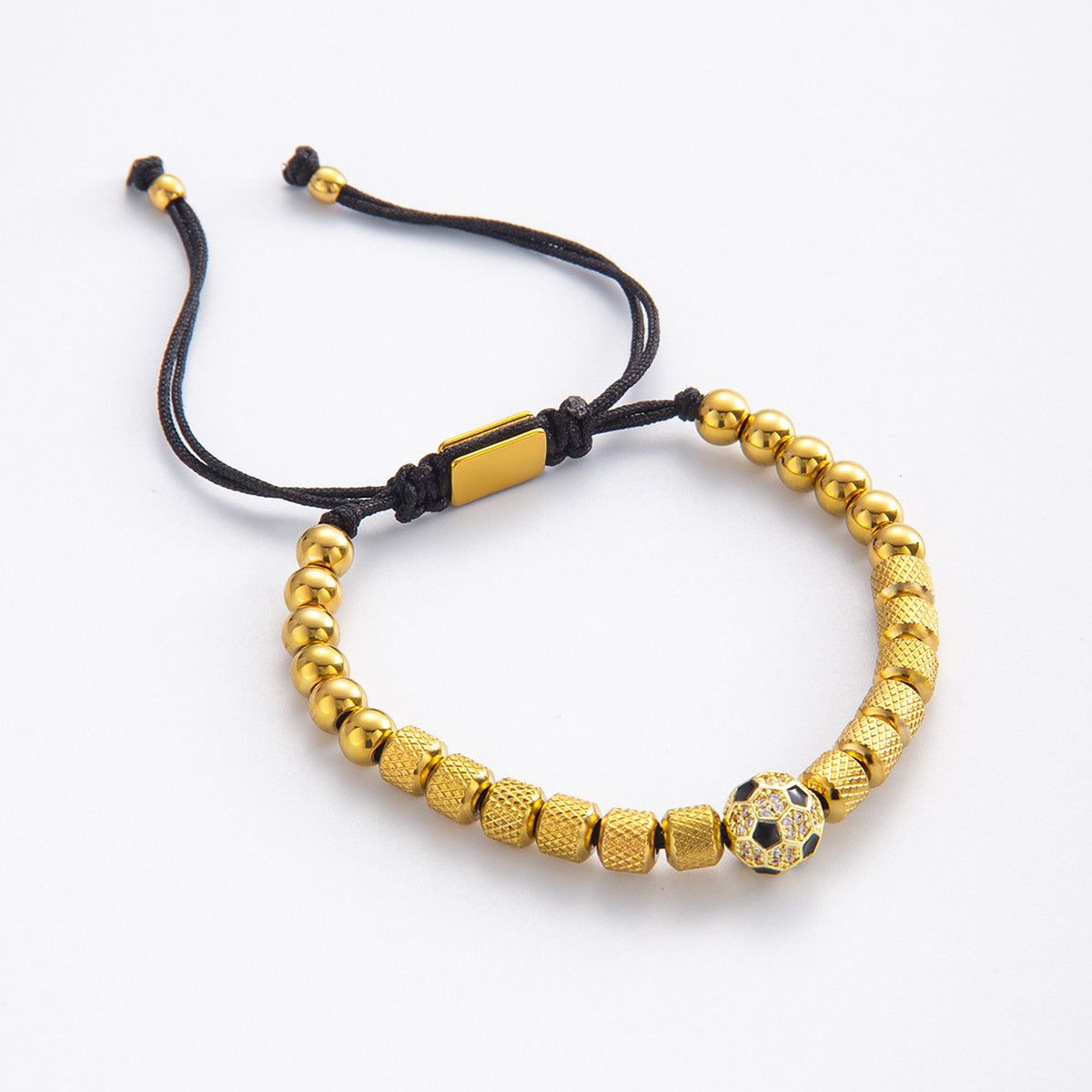 Men's Copper Crown Titanium Steel Pineapple Beads Vacuum Electroplating Woven Adjustable Bracelets