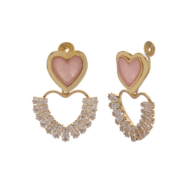 Sweet Pink Peach Heart Dating Diamond Shape Gentle First Love Rings