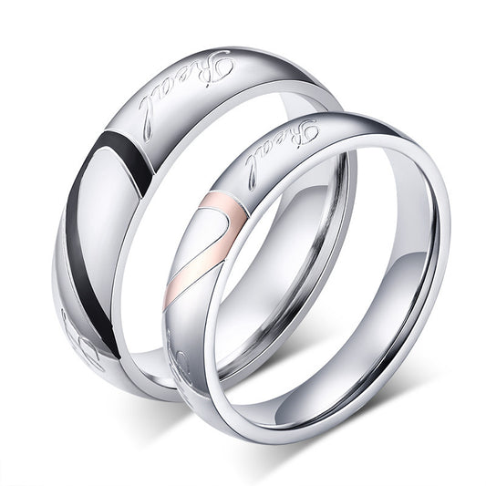 Korean Style Titanium Steel Love Heart-shaped Rings
