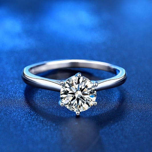 Bagues ornementales en moissanite à réglage simple en argent sterling pour femmes