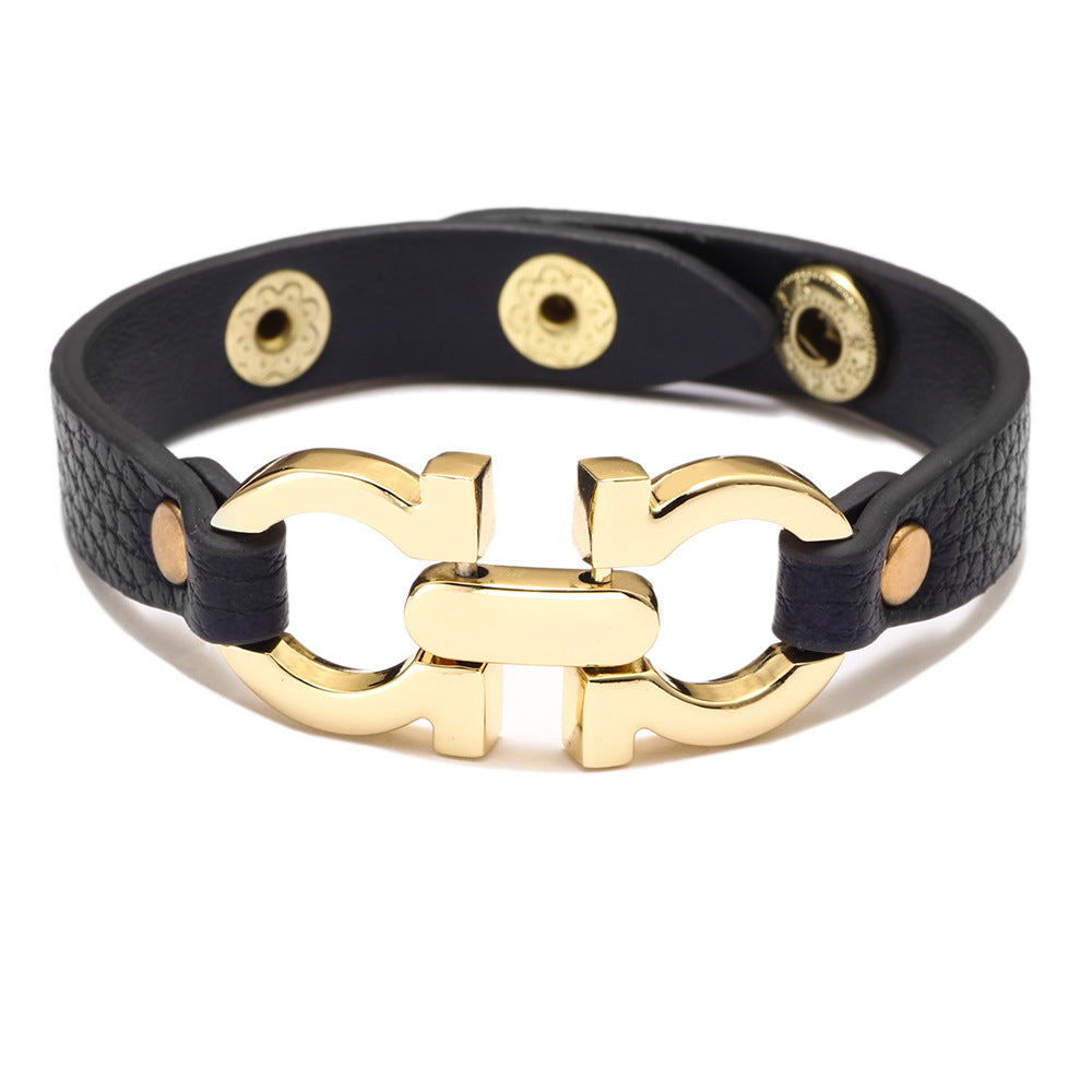 Simple Fashion Goddess Design Leather Alloy Geometric Bracelets