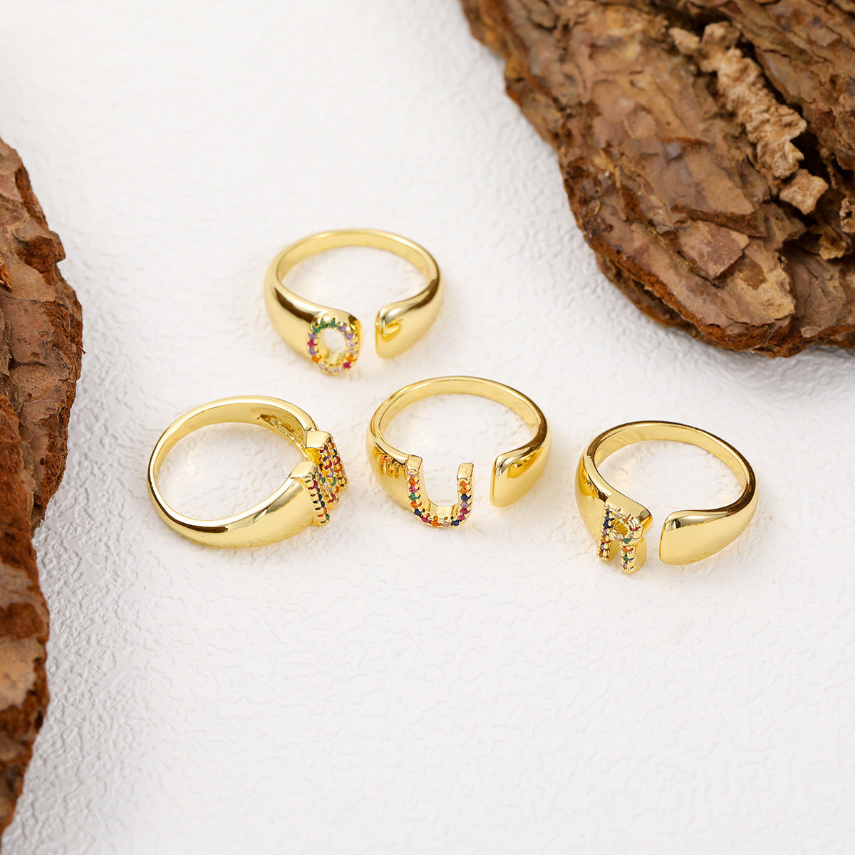 Letters Gold Plated Cell Phone Finger Ring