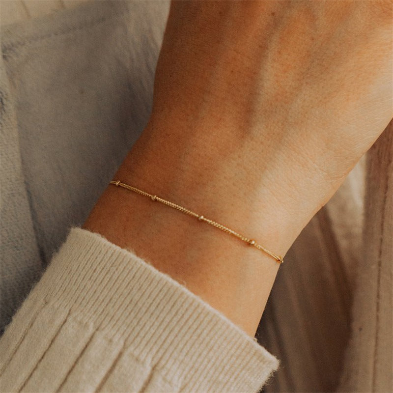 Bracelets classiques en acier inoxydable à perles simples pour femmes