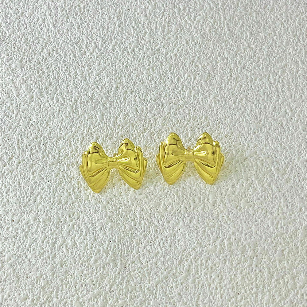 Light Luxury High-grade Irregular Oil Pressure Stainless Steel Gold Plated Stud Earrings