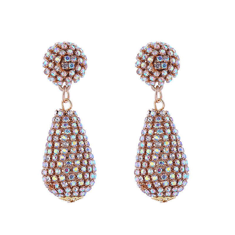 Fashion Style Colorful Crystals Super Flash Drop-shaped Earrings