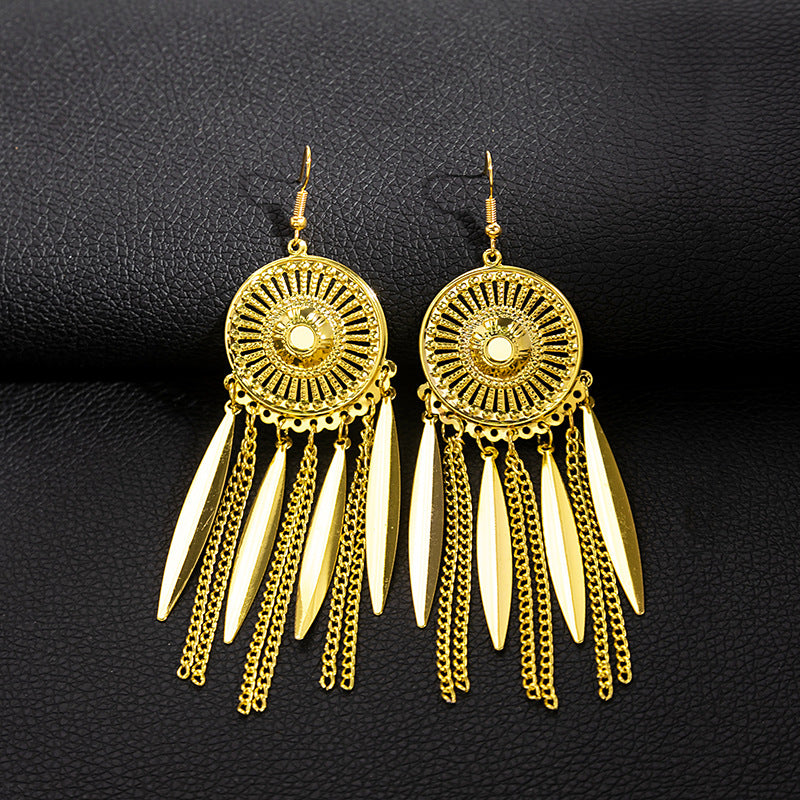 Style Peacock Golden Bell Tassel Bohemian Earrings