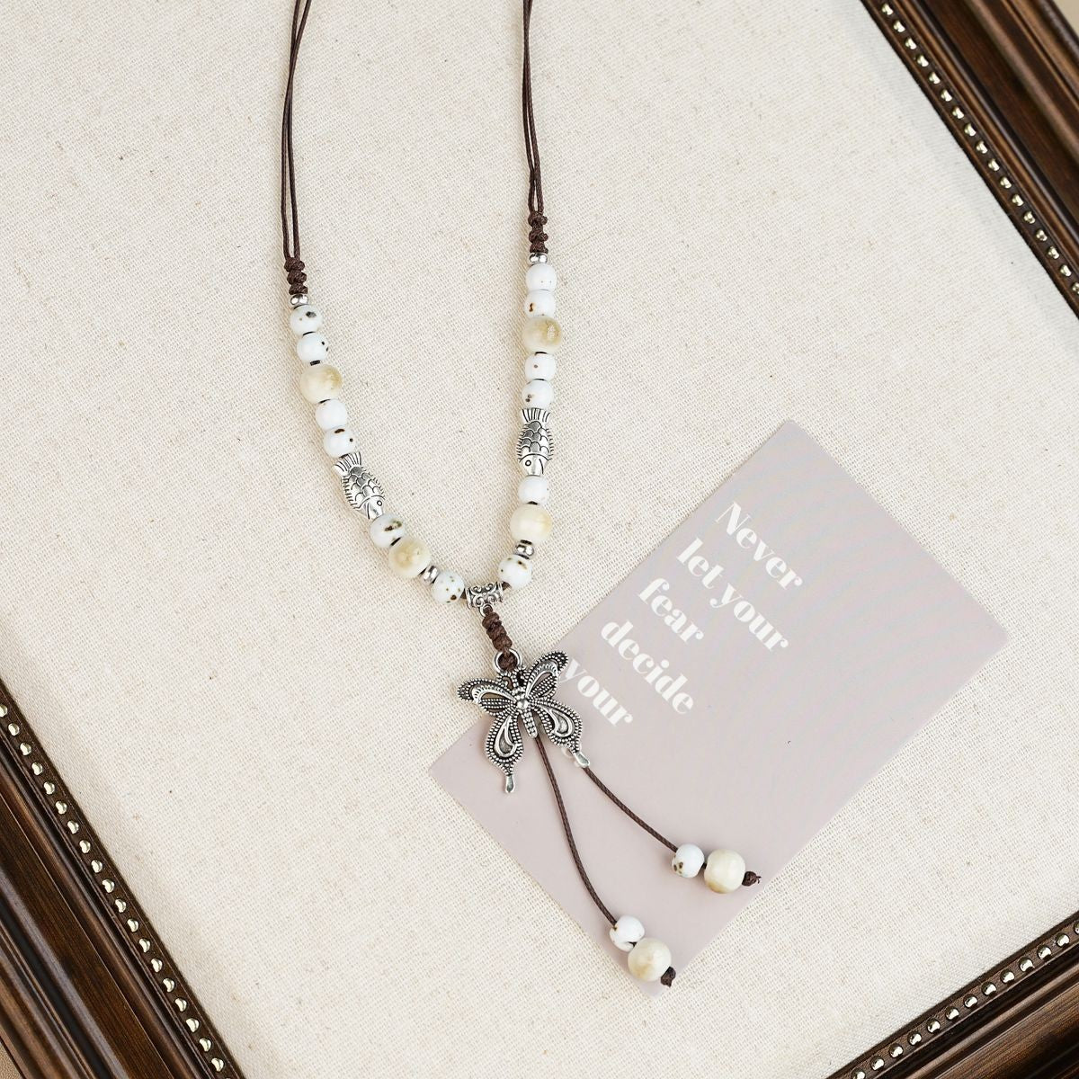 Peace Fu National Fashion Vintage Ceramic Female Longevity Necklaces