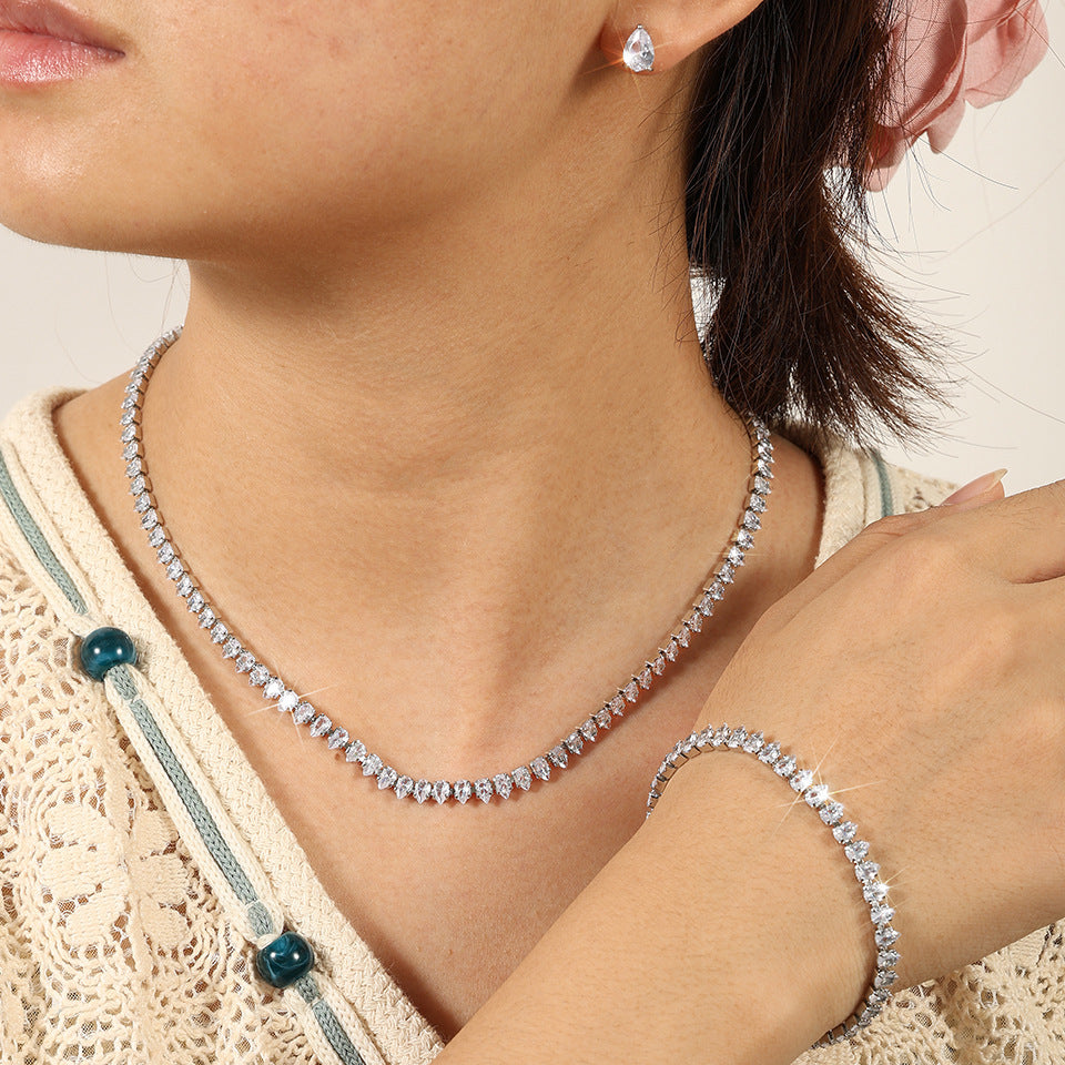 Simple Noble Zircon Bridal Elegant Outfit Jewelry Set