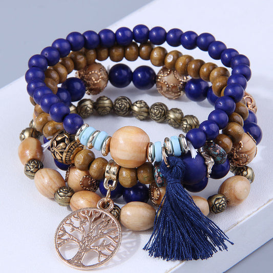 Fashion Simple Bohemian Wooden Beaded National Bracelet