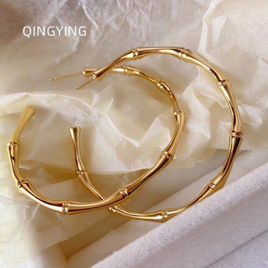 Fashionable Temperament Exaggerated Large Circle Bamboo Joint Eardrop Personalized Cold Earrings
