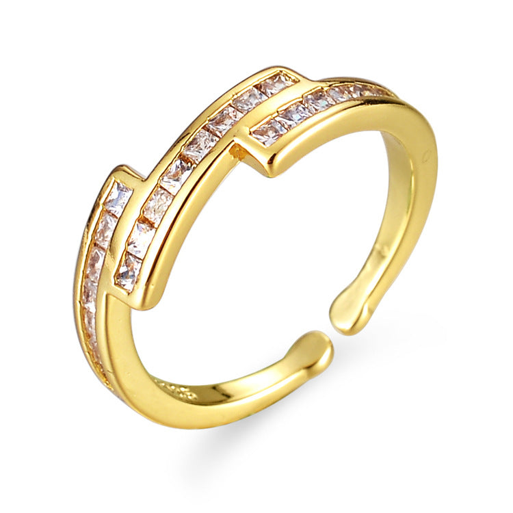 Light Luxury Niche Design Diamond Open Rings