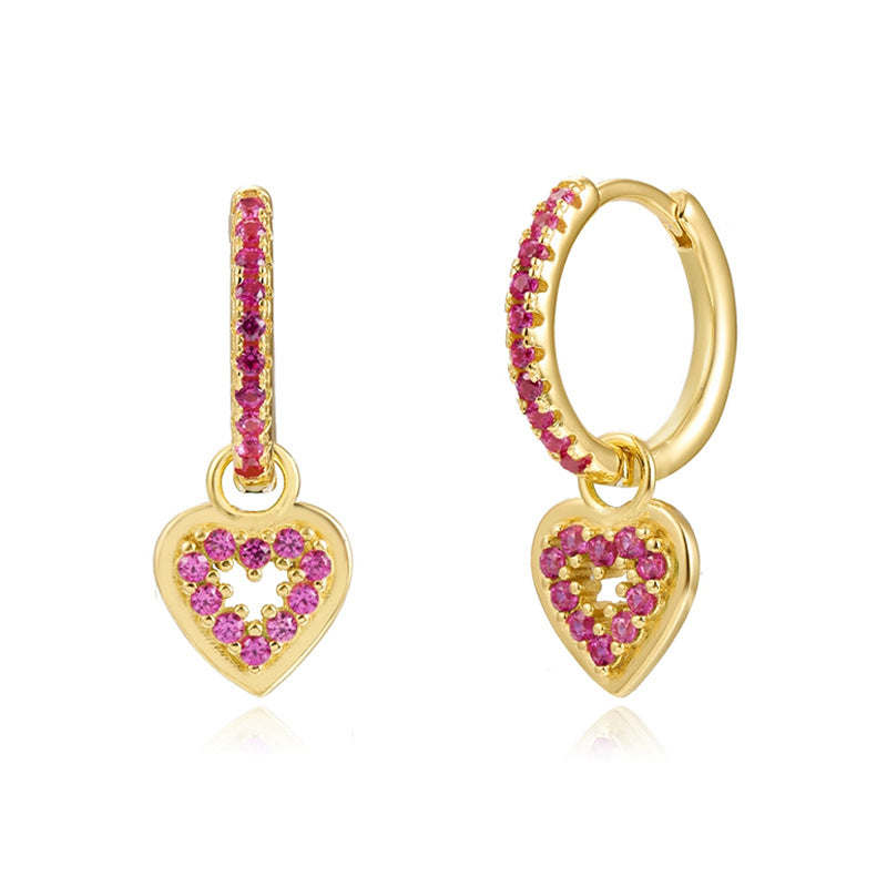 Sier Needle Fashion Classic Retro Hollow Heart Stud Earrings