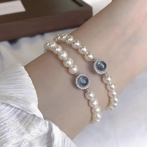 Aquamarine Imitation Pearl Female Design High-grade Bracelets