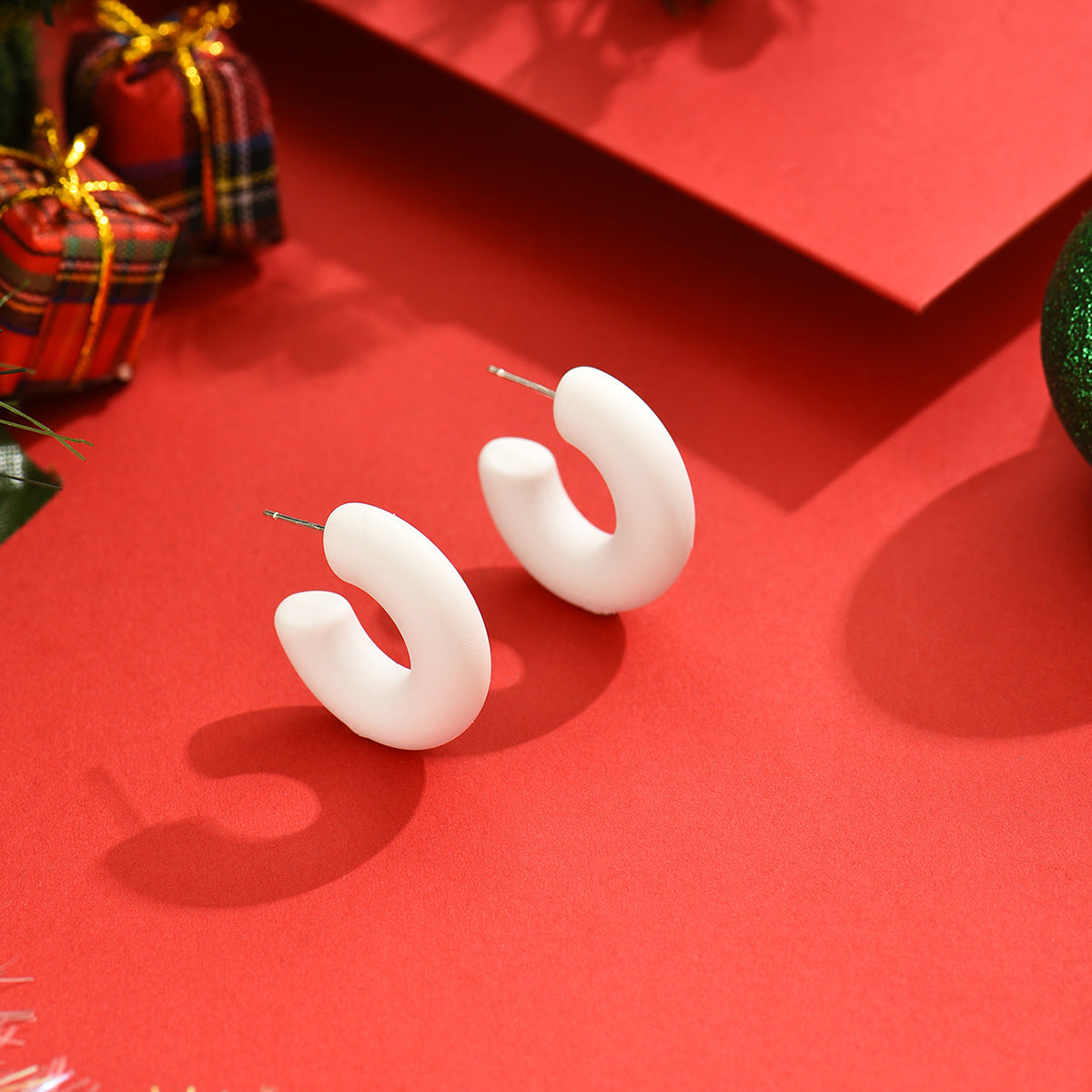 Small Ear Trendy Exquisite Acrylic Candy Color Rubber Effect Paint Rings