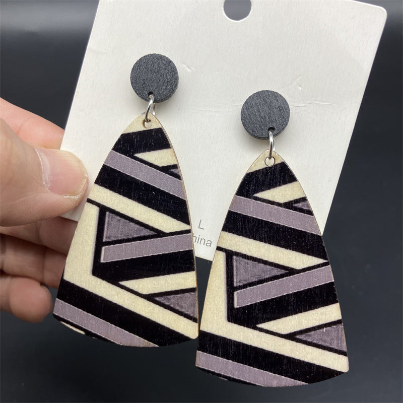 Bohemian Dangle Exaggerated Paint Color Striped Earrings