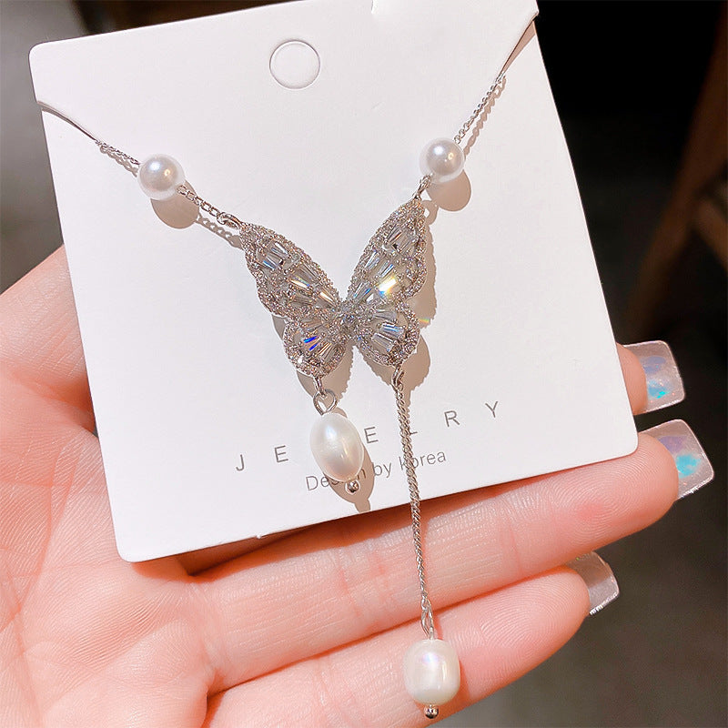 Women's Luxury Butterfly Natural Pearl For Trendy Design High-grade Clavicle Necklaces