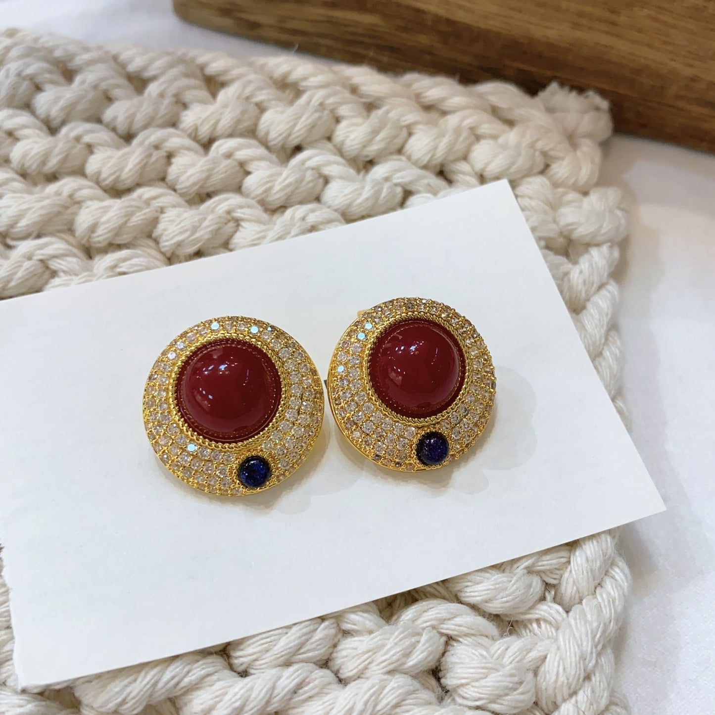 Style Ruby Dense Inlaid Full Diamond Gem Earrings