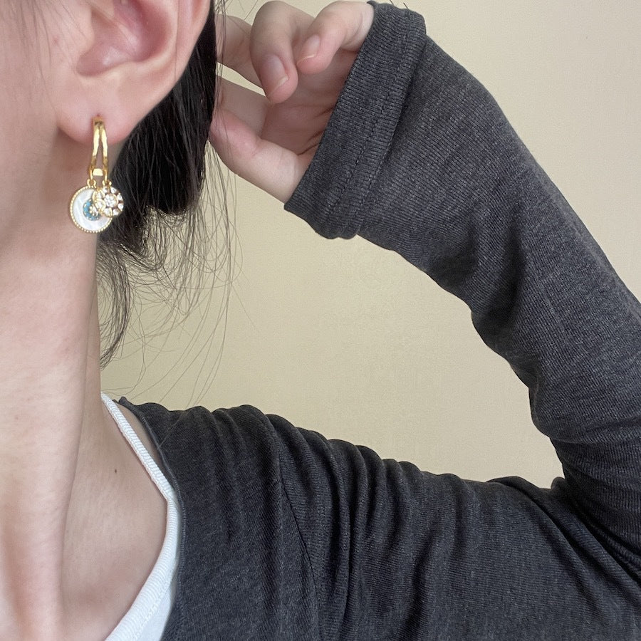 Boucles d'oreilles en or épais galvanisé pour femmes, aiguille en argent délicat, semelle en cuivre