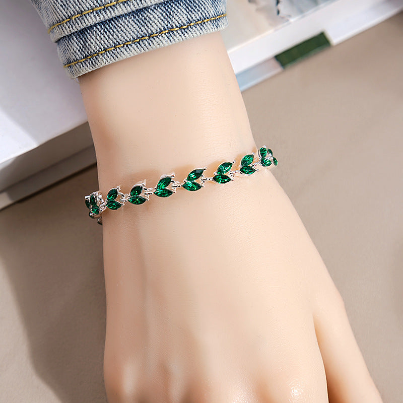 Rhinestone Fashion Color Willow Leaf Diamond Versatile Design Light Bracelets