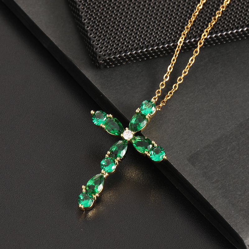 Drops Geometric Cross Pendant Religious Belief Necklaces