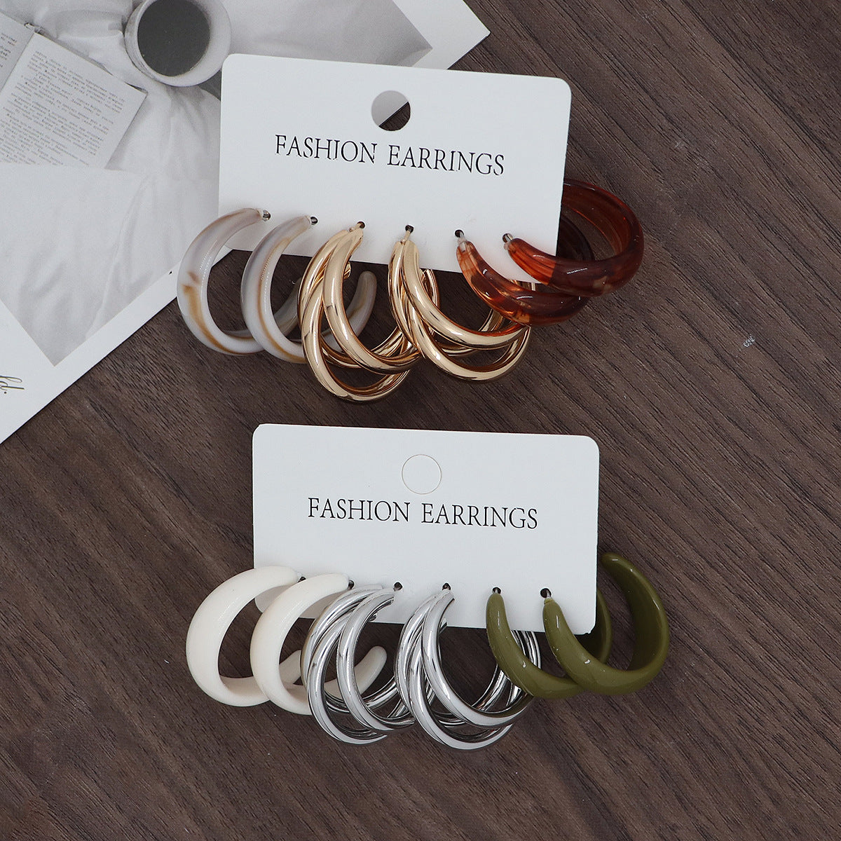 Women's Vintage Orange Fruit Green Resin Exaggerated Rings