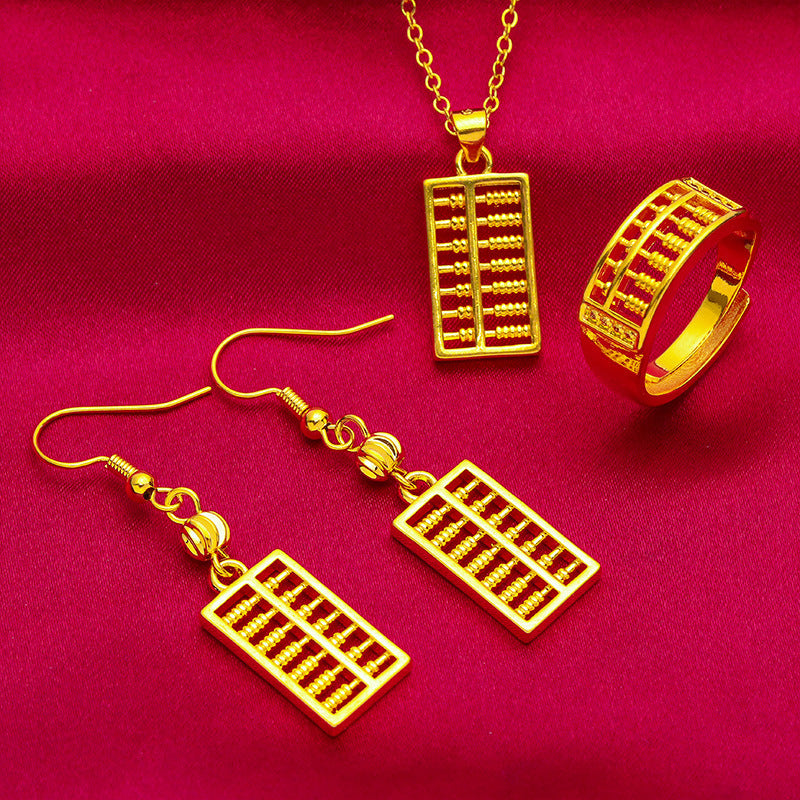 Vietnam Sand Gold Abacus Female Open Jewelry Set