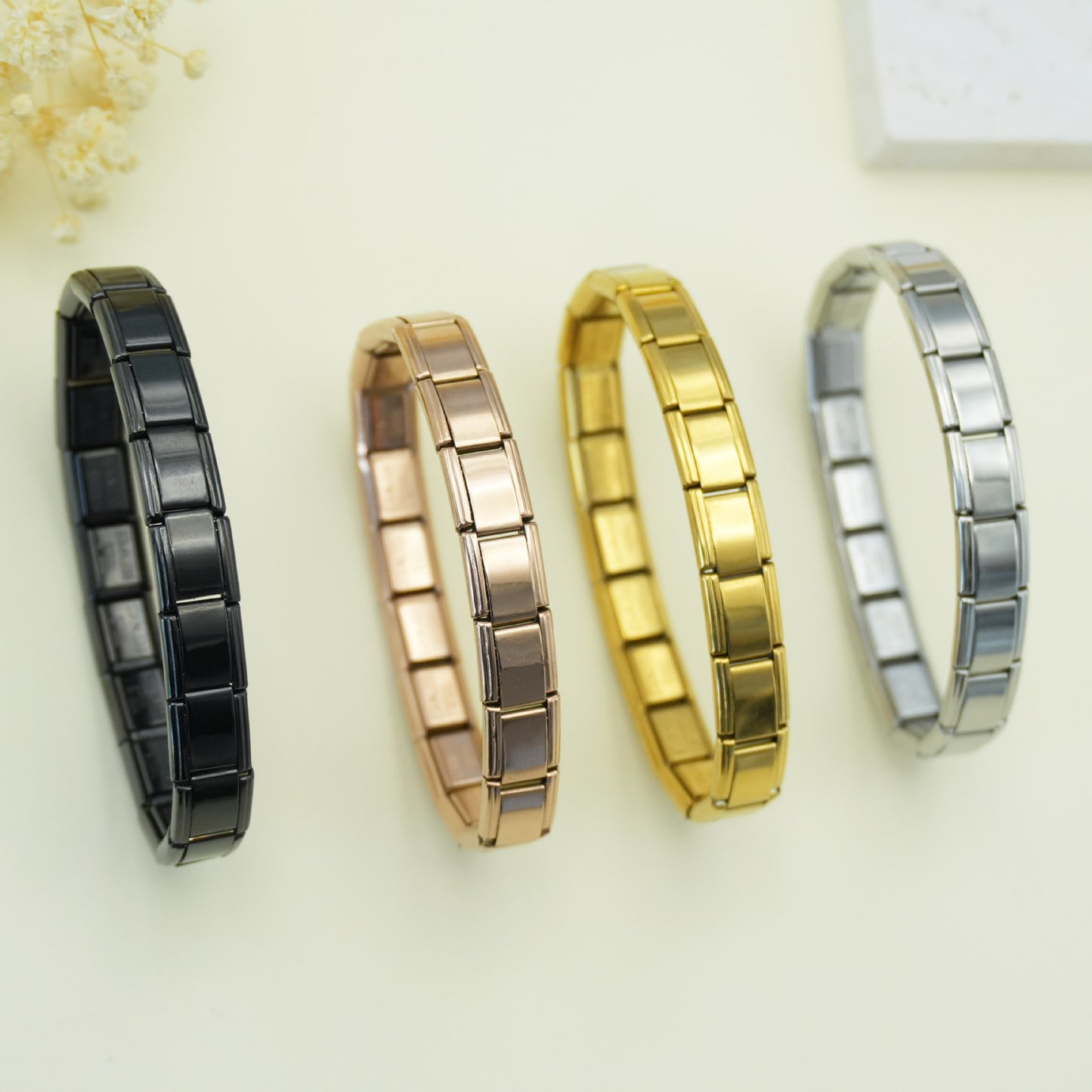 Module Square Elastic Stitching Titanium Steel Strap Bracelet