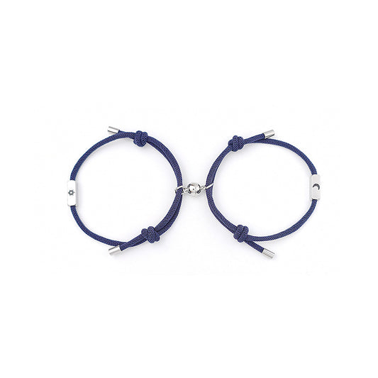 Bracelets de couple à succion magnétique soleil et lune en acier inoxydable pour femmes et hommes