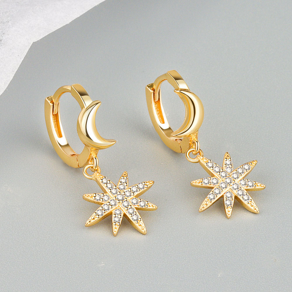 Awn Star Tassel Trendy Temperament Moon Earrings