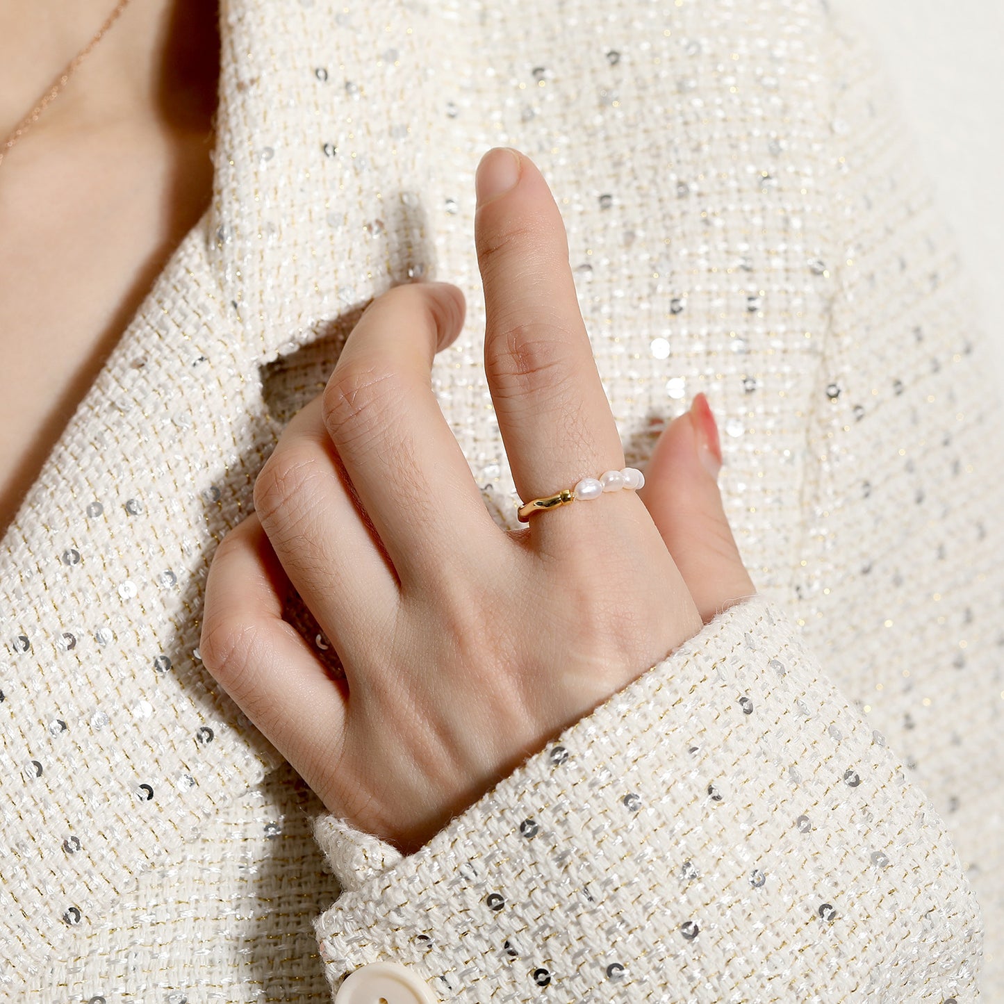Women's Freshwater Pearl Design Style Fashion Rings