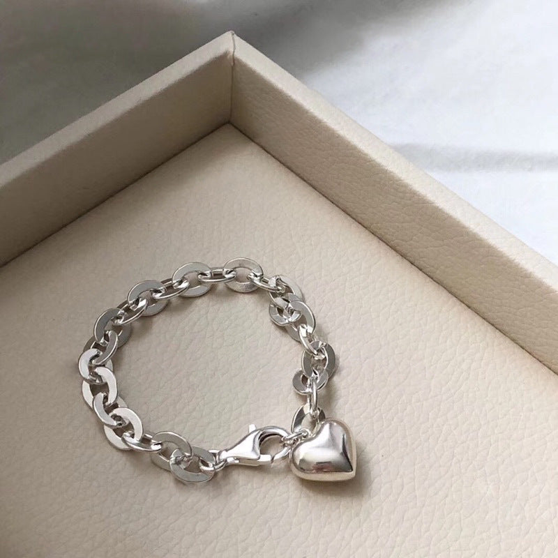 Herzförmige herzförmige Armbänder aus pfirsichfarbenem Sterlingsilber