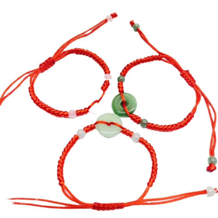 White Jade Peace Buckle Rope Life Bracelet