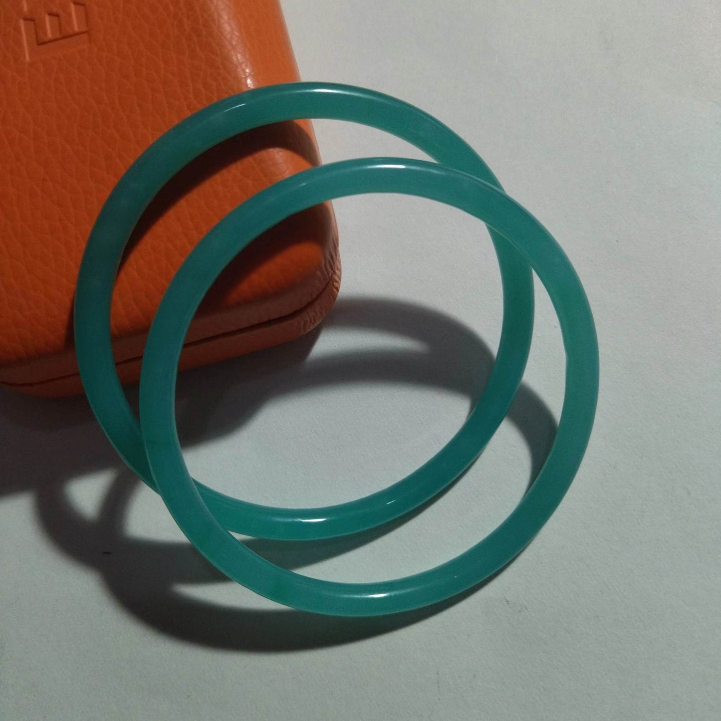 Transparent Glass Imitation Jade Jingle Round Bar Ancient Style Versatile Bracelet